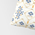 Scandinavian Geometric Floral Pattern  Nordic Folk Tile Design Blue and Mustard Modern Decor Pillow Sham Gallery Image 4