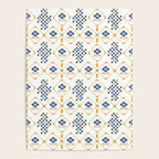 Scandinavian Geometric Floral Pattern  Nordic Folk Tile Design Blue and Mustard Modern Decor Poster Gallery Image 4