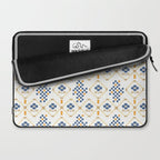Scandinavian Geometric Floral Pattern  Nordic Folk Tile Design Blue and Mustard Modern Decor Laptop Sleeve Gallery Image 2