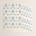 Scandinavian Geometric Floral Pattern  Nordic Folk Tile Design Blue and Mustard Modern Decor Wrapping Paper Gallery Image 3