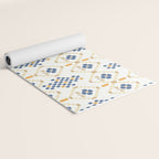 Scandinavian Geometric Floral Pattern  Nordic Folk Tile Design Blue and Mustard Modern Decor Yoga Mat Gallery Image 2