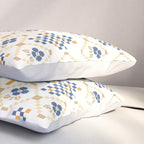 Scandinavian Geometric Floral Pattern  Nordic Folk Tile Design Blue and Mustard Modern Decor Pillow Sham Gallery Image 3