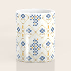 Scandinavian Geometric Floral Pattern  Nordic Folk Tile Design Blue and Mustard Modern Decor Coffee Mug Gallery Image 4