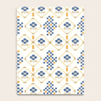 Scandinavian Geometric Floral Pattern  Nordic Folk Tile Design Blue and Mustard Modern Decor Notebook Gallery Image 4