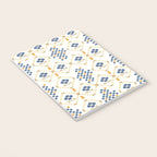 Scandinavian Geometric Floral Pattern  Nordic Folk Tile Design Blue and Mustard Modern Decor Notebook Gallery Image 3