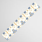 Scandinavian Geometric Floral Pattern  Nordic Folk Tile Design Blue and Mustard Modern Decor Table Runner Gallery Image 3