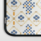 Scandinavian Geometric Floral Pattern  Nordic Folk Tile Design Blue and Mustard Modern Decor Laptop Sleeve Gallery Image 3