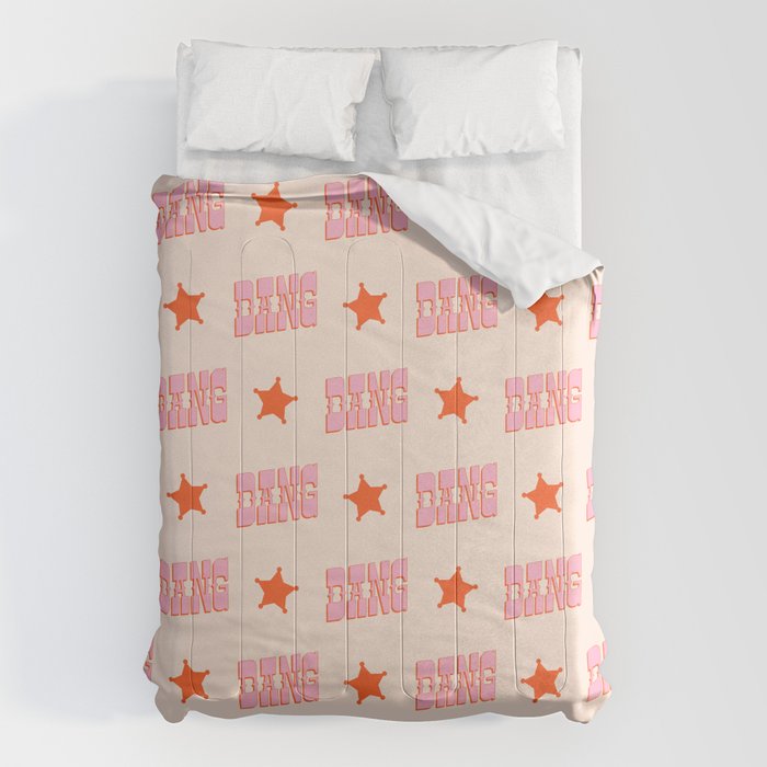 DANG - western style saloon font in retro mod colors (bright pink and orange) Comforter Gallery Image 1