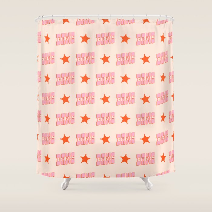 DANG - western style saloon font in retro mod colors (bright pink and orange) Shower Curtain Gallery Image 1