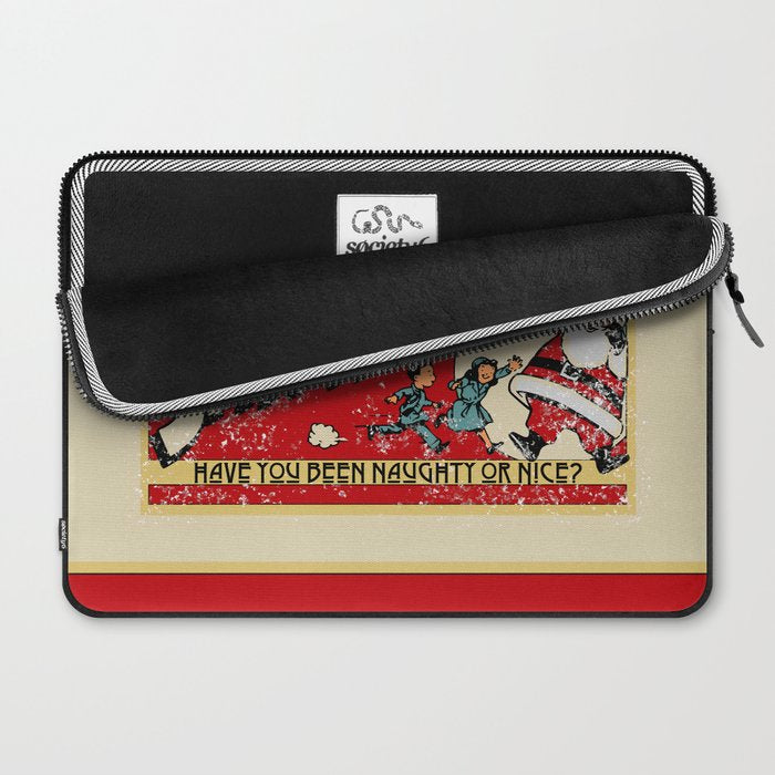 Naughty or Nice?, Vintage Santa Poster Laptop Sleeve Gallery Image 2