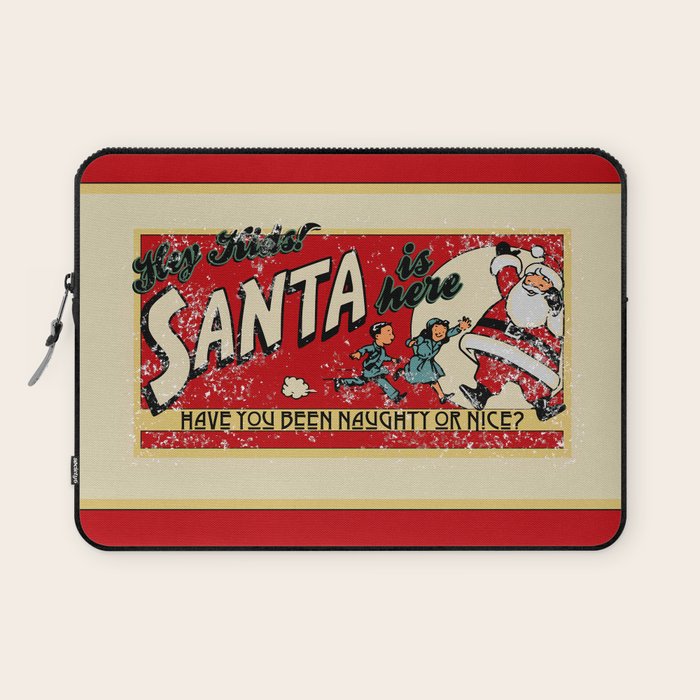 Naughty or Nice?, Vintage Santa Poster Laptop Sleeve Gallery Image 1