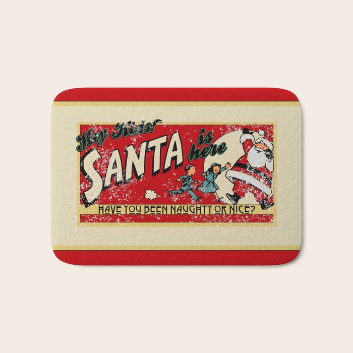 Naughty or Nice?, Vintage Santa Poster Bath Mat Gallery Image 1