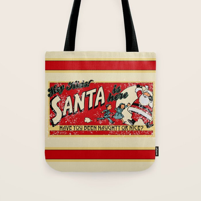 Naughty or Nice?, Vintage Santa Poster Tote Bag Gallery Image 1