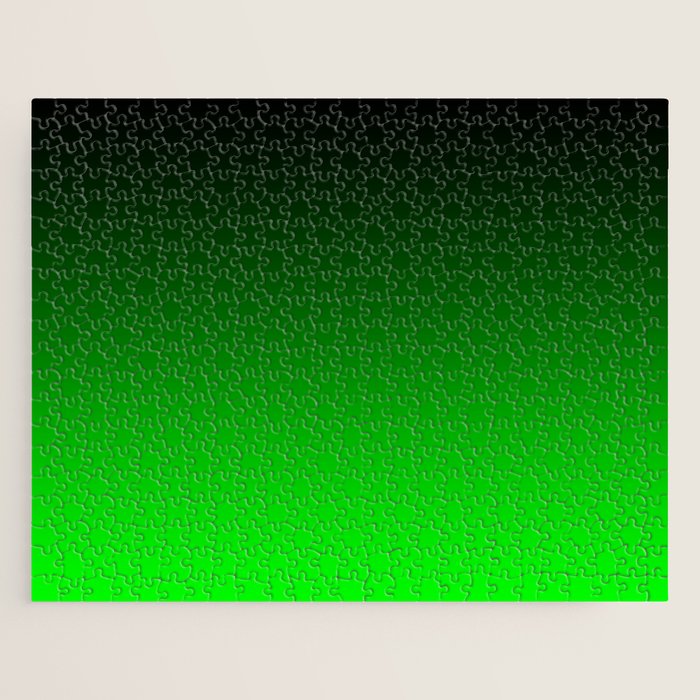 Black Lime Green Neon Nights Ombre Jigsaw Puzzle Gallery Image 1