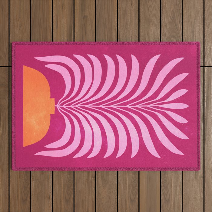 THE VASE 02: Bordeaux Wine Leaves Outdoor Rug Gallery Image 1