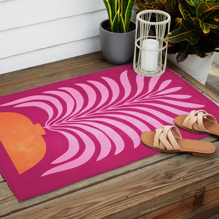 THE VASE 02: Bordeaux Wine Leaves Outdoor Rug Gallery Image 2