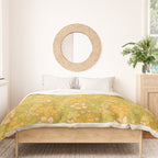 70s groovy retro floral pattern orange brown green handdrawn by surfy birdy  Duvet Cover Gallery Image 3