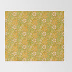 70s groovy retro floral pattern orange brown green handdrawn by surfy birdy  Throw Blanket Gallery Image 2