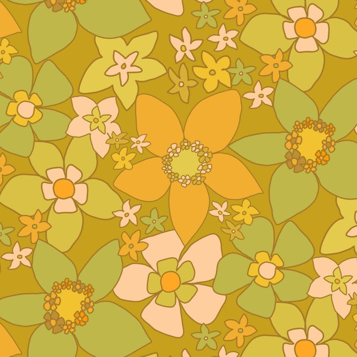 70s groovy retro floral pattern orange brown green handdrawn by surfy birdy  Coffee Mug Gallery Image 2