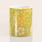 70s groovy retro floral pattern orange brown green handdrawn by surfy birdy  Coffee Mug Gallery Image 4