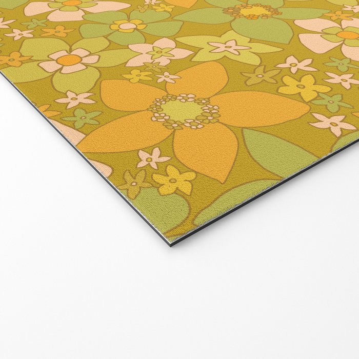 70s groovy retro floral pattern orange brown green handdrawn by surfy birdy  Welcome Mat Gallery Image 2
