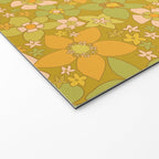 70s groovy retro floral pattern orange brown green handdrawn by surfy birdy  Welcome Mat Gallery Image 2