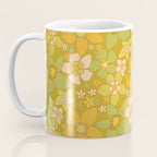70s groovy retro floral pattern orange brown green handdrawn by surfy birdy  Coffee Mug Gallery Image 3