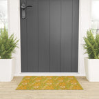 70s groovy retro floral pattern orange brown green handdrawn by surfy birdy  Welcome Mat Gallery Image 3