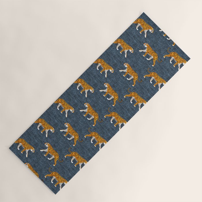 walking tigers - blue Yoga Mat Gallery Image 1