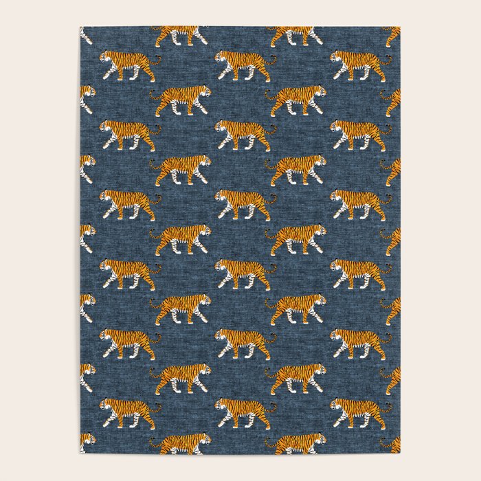 walking tigers - blue Poster Gallery Image 4