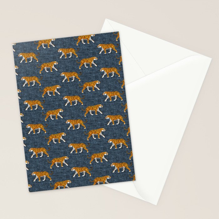 walking tigers - blue Stationery Card Gallery Image 2
