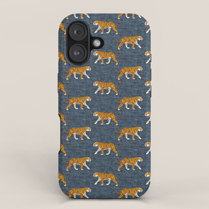 walking tigers - blue iPhone Case Gallery Image 1