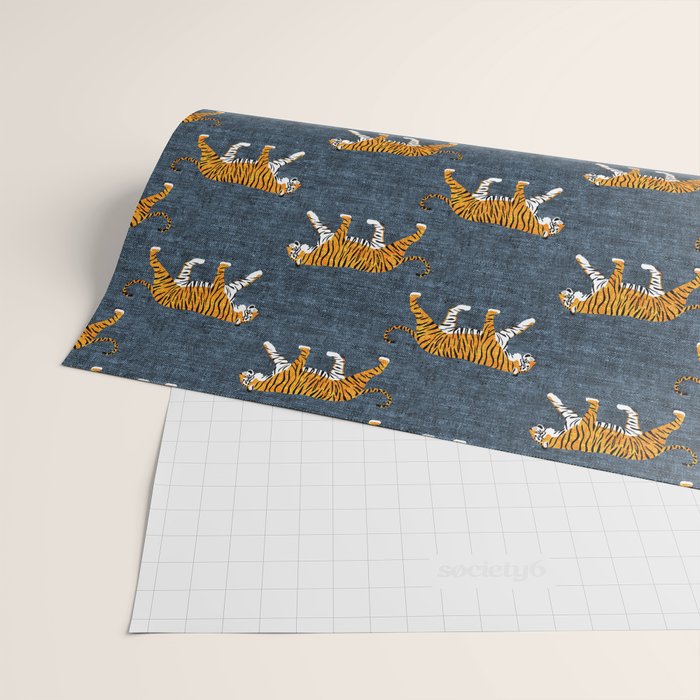 walking tigers - blue Wrapping Paper Gallery Image 2