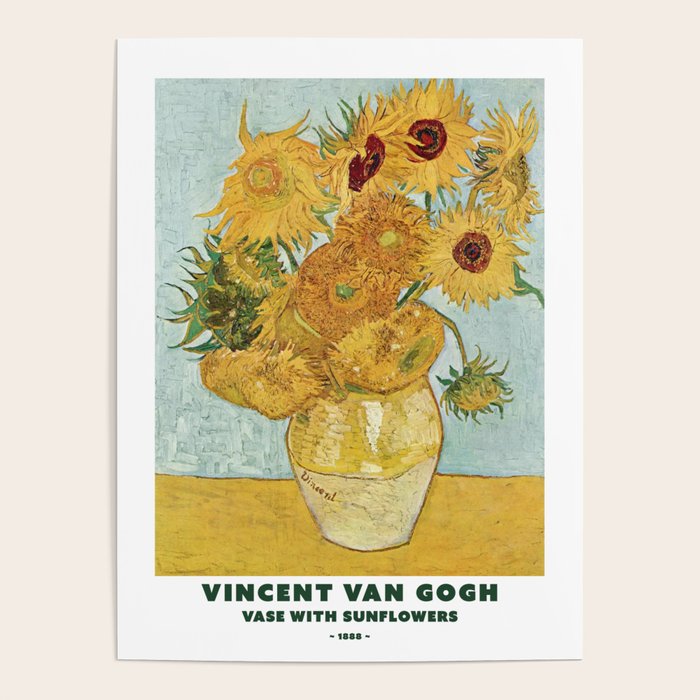 Vase with 12 Sunflowers by Vincent Van Gogh Poster Gallery Image 4