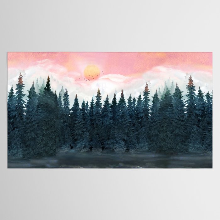Forest Under the Sunset Tablecloth Gallery Image 2