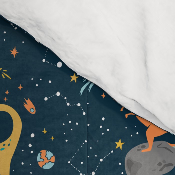 Dinosaurs Floating on an Asteroid Comforter Gallery Image 4