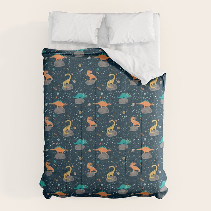 Dinosaurs Floating on an Asteroid Comforter Gallery Image 6
