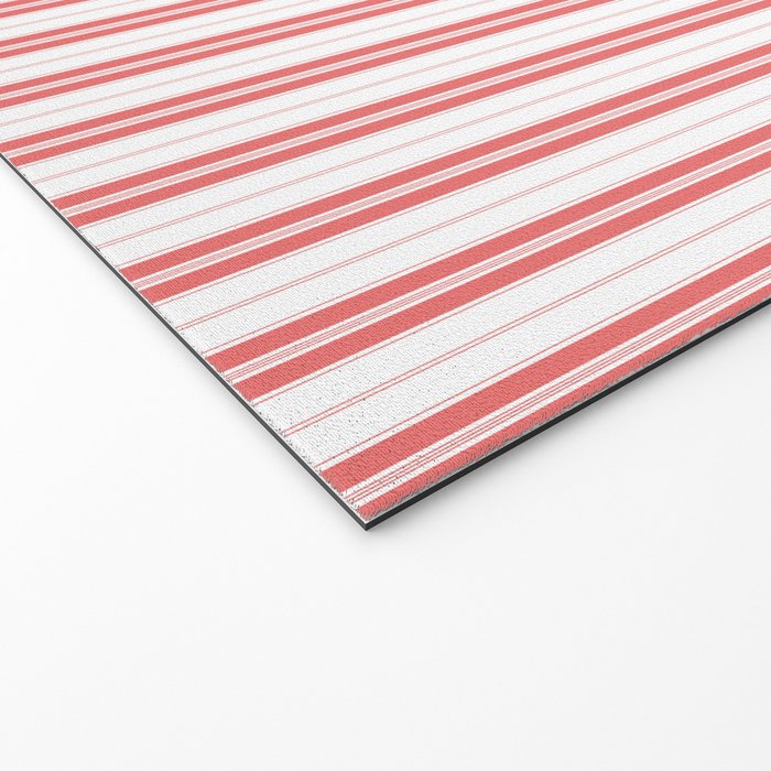 Apple Red and White Narrow Vintage Provincial French Chateau Ticking Stripe Welcome Mat Gallery Image 2