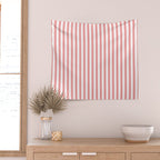 Apple Red and White Narrow Vintage Provincial French Chateau Ticking Stripe Wall Tapestry Gallery Image 2