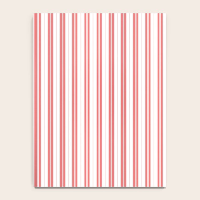 Apple Red and White Narrow Vintage Provincial French Chateau Ticking Stripe Notebook Gallery Image 4