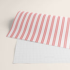 Apple Red and White Narrow Vintage Provincial French Chateau Ticking Stripe Wrapping Paper Gallery Image 2