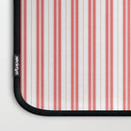 Apple Red and White Narrow Vintage Provincial French Chateau Ticking Stripe Laptop Sleeve Gallery Image 3