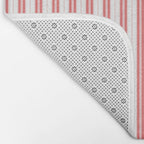 Apple Red and White Narrow Vintage Provincial French Chateau Ticking Stripe Bath Mat Gallery Image 2