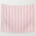 Apple Red and White Narrow Vintage Provincial French Chateau Ticking Stripe Wall Tapestry Gallery Image 4