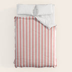 Apple Red and White Narrow Vintage Provincial French Chateau Ticking Stripe Comforter Gallery Image 6
