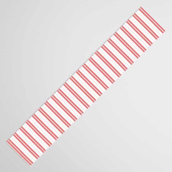 Apple Red and White Narrow Vintage Provincial French Chateau Ticking Stripe Table Runner Gallery Image 3