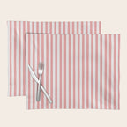Apple Red and White Narrow Vintage Provincial French Chateau Ticking Stripe Placemat Gallery Image 1