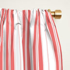 Apple Red and White Narrow Vintage Provincial French Chateau Ticking Stripe Window Curtain Gallery Image 2