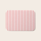 Apple Red and White Narrow Vintage Provincial French Chateau Ticking Stripe Bath Mat Gallery Image 1