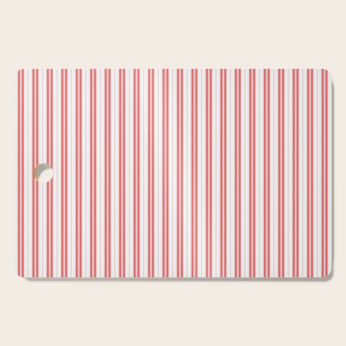 Apple Red and White Narrow Vintage Provincial French Chateau Ticking Stripe Cutting Board Gallery Image 1